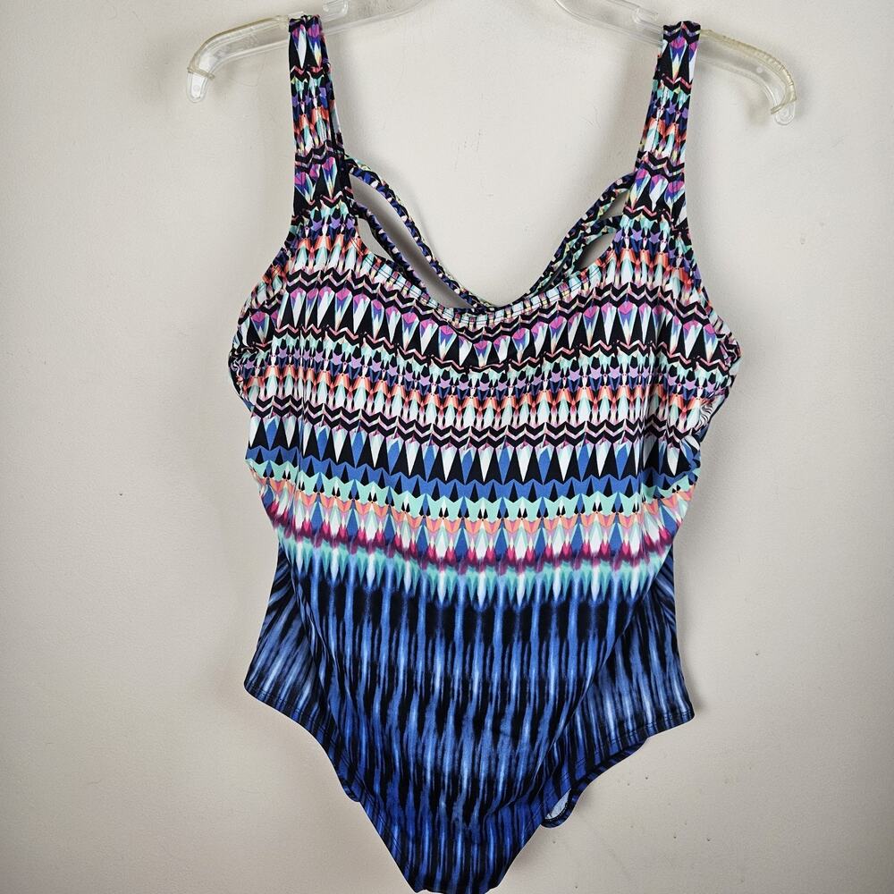 Swim Solutions Triple X Back Tank Long Torso 1 Piece Swimsuit Sparkle Park 18